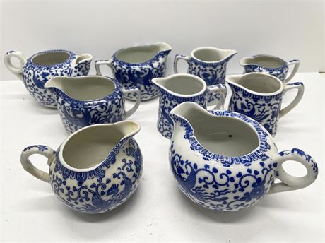 Blue and White Phoenix Creamers