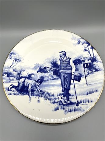 Golfing Blue and White Plate