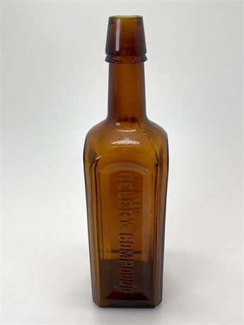Antique Amber Paines Celery Compound Bottle