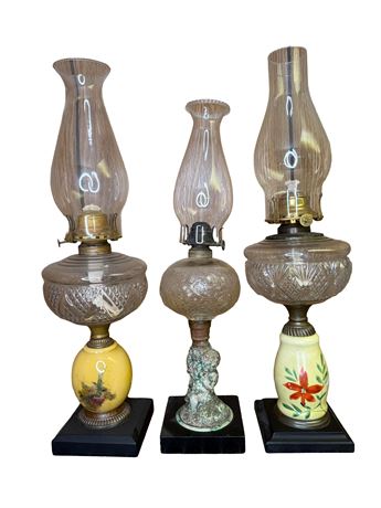 Three (3)  Kerosene Oil Lamps