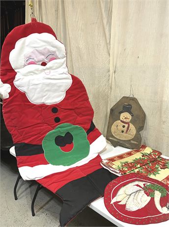 54" Santa Wall Hanging and Other Christmas Decoratives