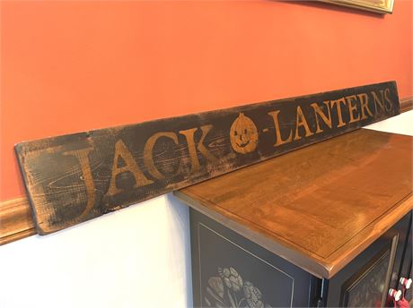 Jack O' Lanterns Stenciled Wood Sign