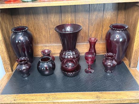 Vintage Ruby Red Glass Decoratives