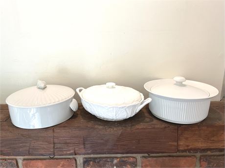 White Round Ceramic Casserole Dishes