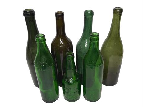 Antique Green Glass Bottles