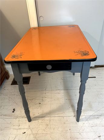 MCM Metal Enamelware Table