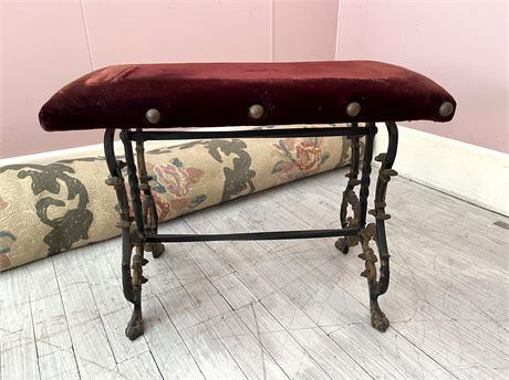 Antique Cast Iron Victorian Vanity Bench Seat