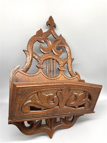 Antique Carved Wall Mail Holder