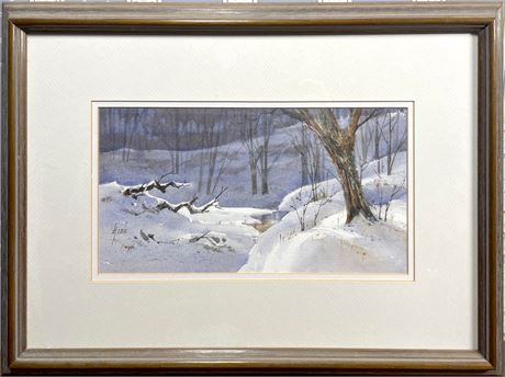 Barney B.J. Cole Winter Landscape Original Watercolor