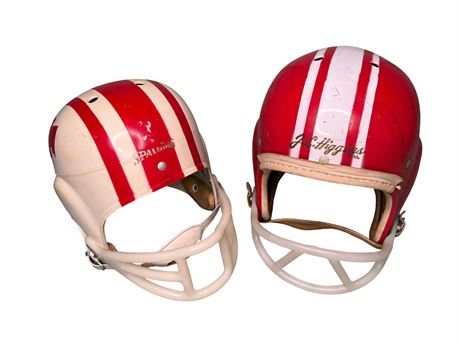 Vintage Red/White Football Helmets