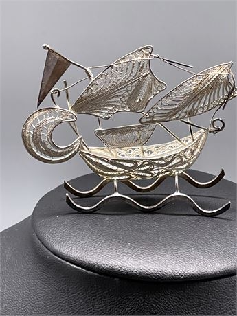 Sterling Silver Boat Sculpture