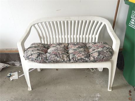 Outdoor White Plastic Garden Bench