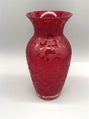 Etched Ruby Vase