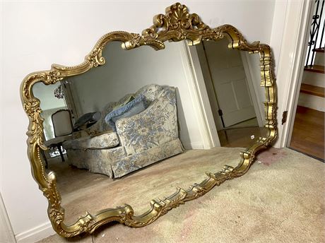 Large Gold Gilt Scalloped Wall Mirror