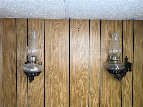 Oil Lamps with Wall Mount Brackets