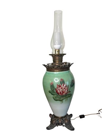Victorian "Gone with the Wind" Style Electrified Oil Lamp