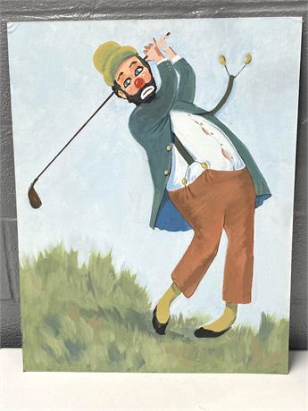 Clown Golf Theme Painting on Board