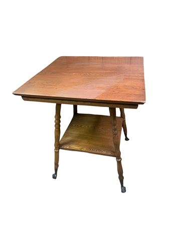 Antique Oak Claw Foot Square Table
