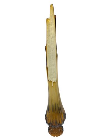 27" Tall Midcentury Amber Glass Swung Vase