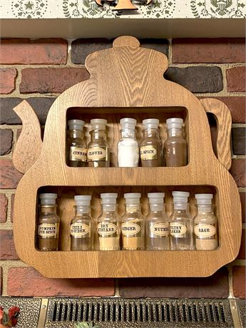 Wood Tea Kettle Spice Shelf