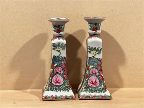 Porcelain Hand Painted Candle Holders