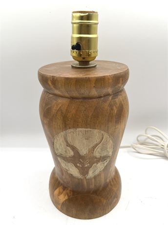 Carved Wood Devil Horn Table Lamp