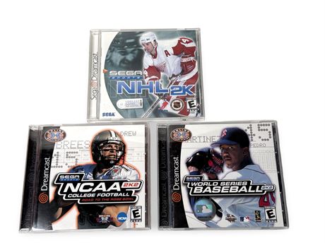 Sega Dreamcast NHL2K, NCAA College Football, World Series Baseball