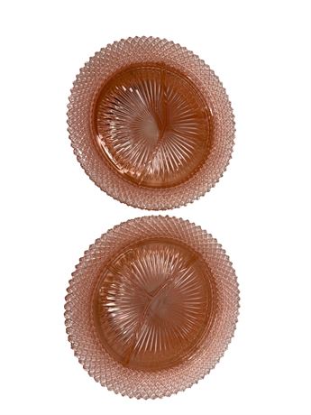 10" Anchor Hocking Pink Depression Glass "Miss America" Divided Plates