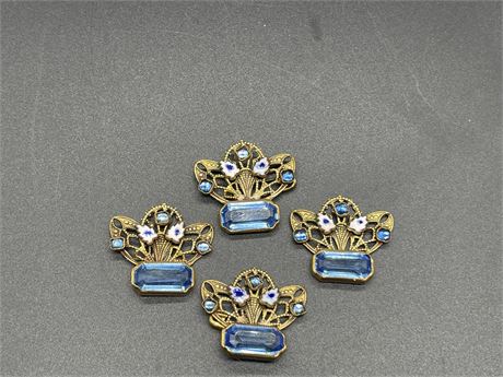 Four (4) Crystal and Enamel Pieces