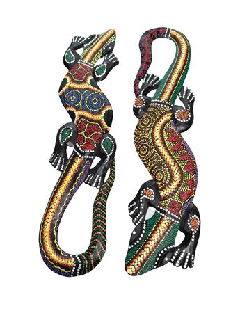 Hand Carved Wooden Geckos