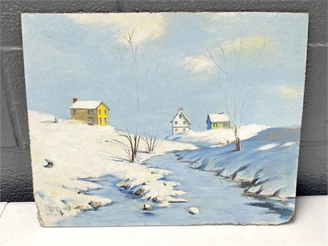 Winter Landscape Painting on Board