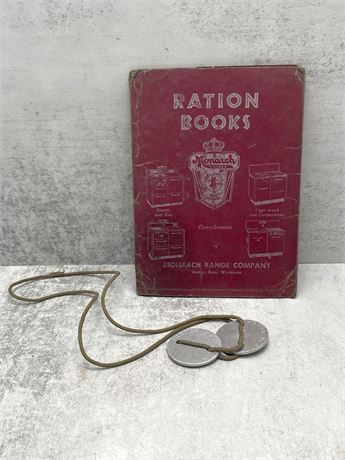 WWI French Aluminum Dog Tags and Ration Book
