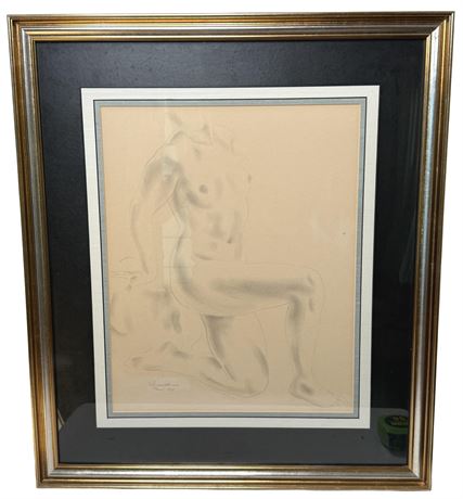 1939 Nude Figural Study Pencil Drawing