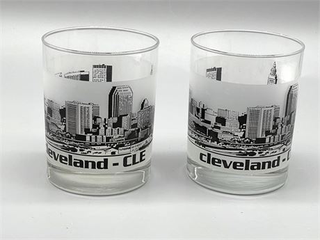 Cleveland Skyline Rocks Glasses