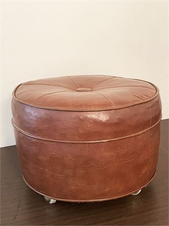 Leather Rolling Foot Stool