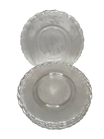 Seven (7) Fostoria Heather Pattern Etched 8.5" Plates