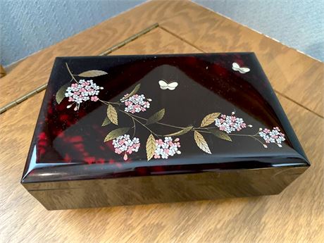 Japanese Black Laquer Jewelry Music Box