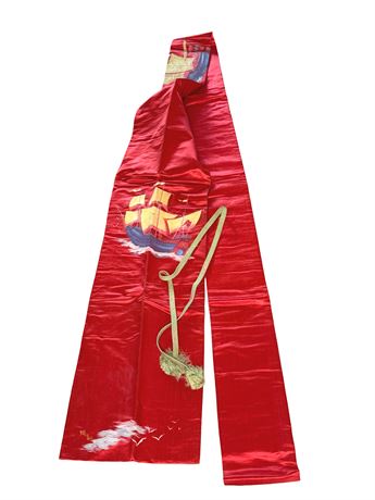 Vintage Japanese Red Silk Ceremonial Sash