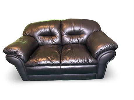 Black Leather Love Seat