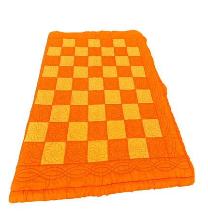 Yellow & Orange Puffy Quilted Blanket Floral Design