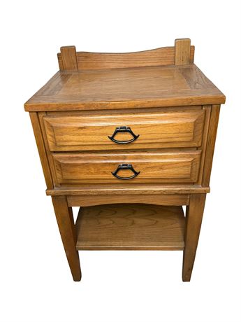 1970s Solid Oak Wood Night Stand