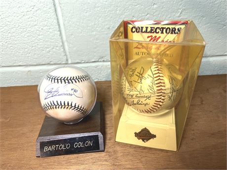 Bartolo Colon and Indians Signed Baseballs