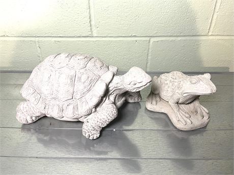 Concrete Turtle and Frog