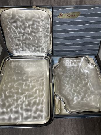 IKORA Brushed Silver Serving Trays