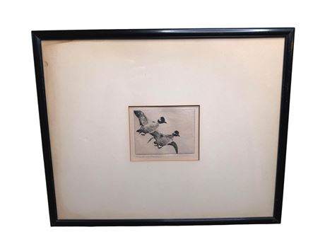 Frank Weston Benson 1930 "Flying Bufflehad" Etching