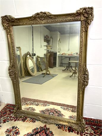 Carolina Mirror Co. Large Ornate Rectangular Gold Gilt Mirror