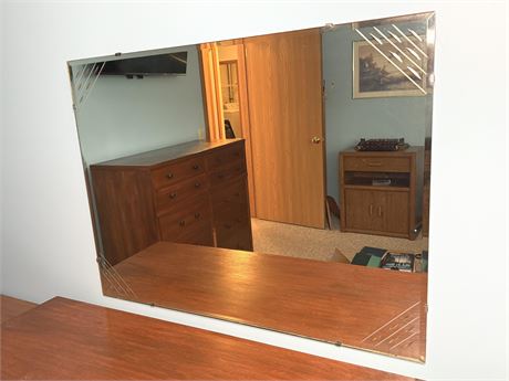 Vintage Rectangular Beveled Glass Wall Mirror