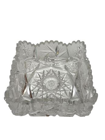 Cut Crystal Saw Tooth Square Bowl