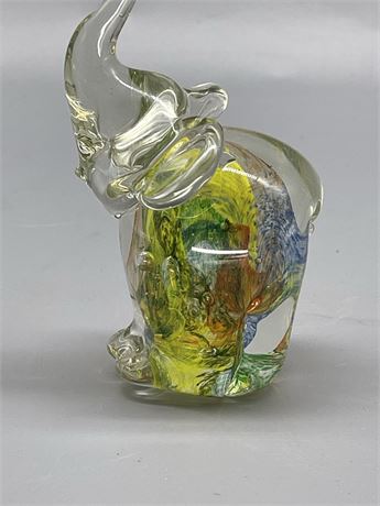 Art Glass Elephant Paperweight