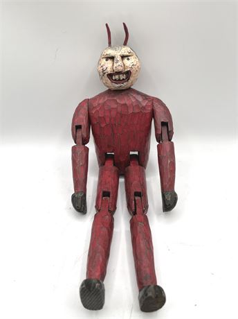 16" Tall Carved Wood Folk Art Devil